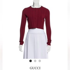 GUCCI Knit Button-Up Cropped Cardigan